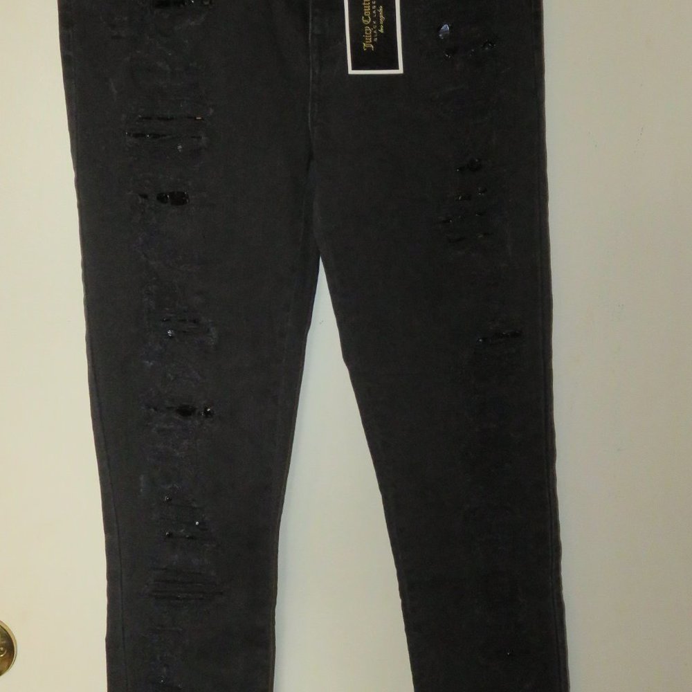 Juicy Couture Black Label Distressed Rhinestone Embellished Skinny Jeans Size 26